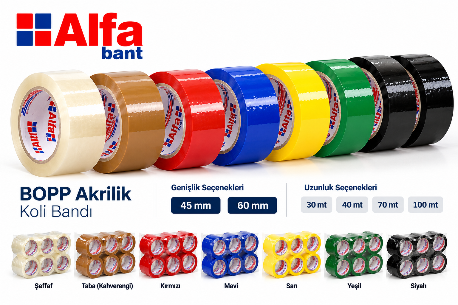 RENKLİ BOPP AKRİLİK PAKETLEME İŞARETLEME BANTI